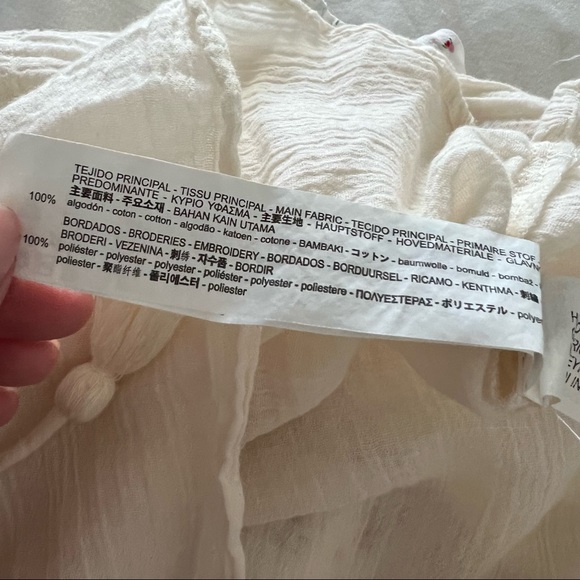 Zara Embroidered Western Boho Cream Lightweight Tunic Long Sleeves - Picture 4 of 5